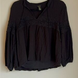Black Lace Detail Women's Top
